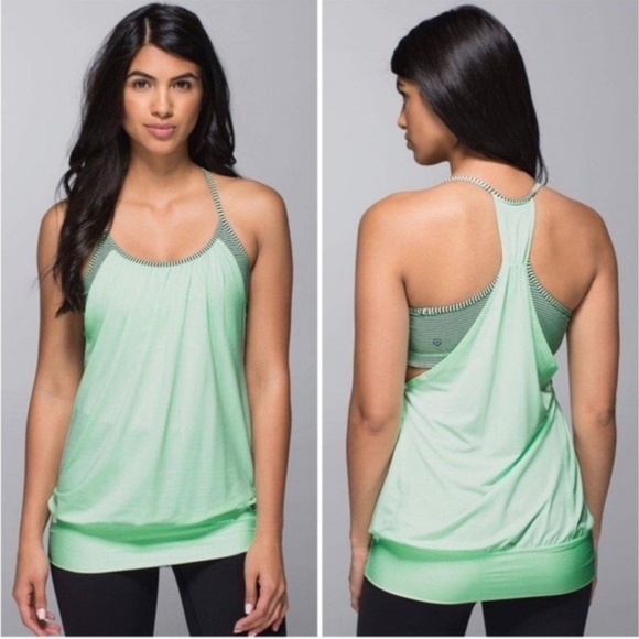 Lululemon No Limits Tank Top Size 4 Attached Sports Bra Mint Green - Picture 1 of 4